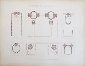 Vintage German Designer Sheets, C. 1900 -Set of 3