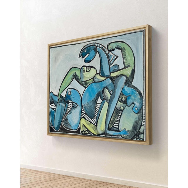 Gundi Falk, Cubist Embrace, Large Acrylic on Canvas, 2000s For Sale - Image 10 of 16