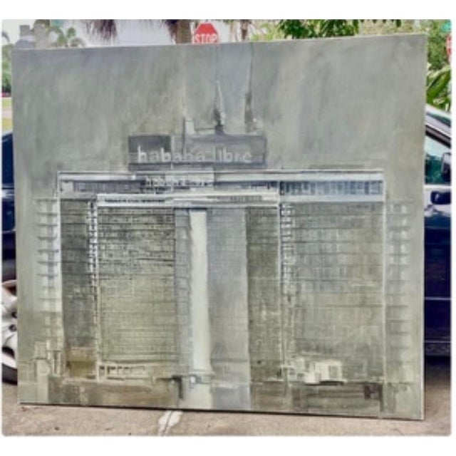 Striking large-scale oil on canvas painting by noted Cuban artist Ramon Serrano. This impressive contemporary work...