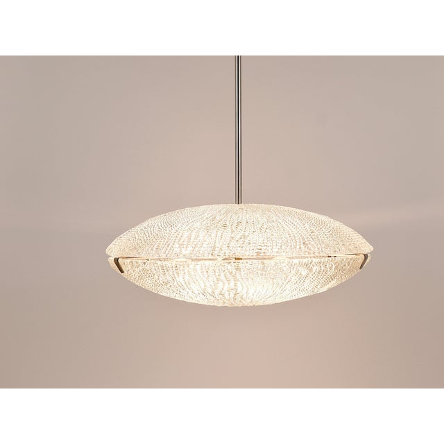 Mid-Century Kalmar Discus Textured Glass & Nickel Chandelier attributed to J. T. Kalmar for Kalmar, Austria, 1950s For Sale - Image 11 of 18