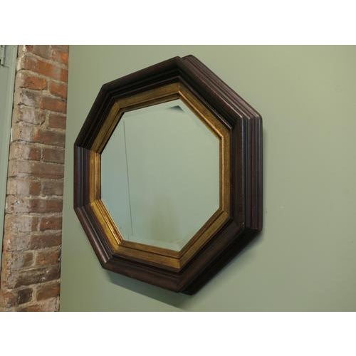 Hollywood Regency Regency Style Octagonal Black and Gilt Wall Mirror, 1990s For Sale - Image 3 of 7