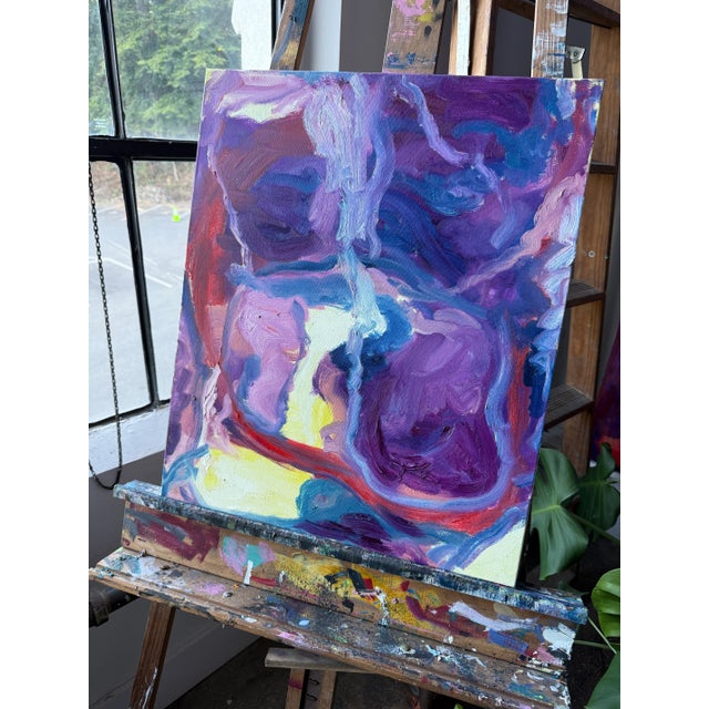 “Once I Wanted to Be the Greatest” – a bold, expressive oil painting with luminous purples, crimson, and yellow. A...