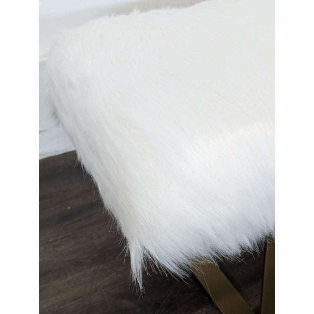 2010s Restoration Hardware Faux Fur Bench For Sale - Image 5 of 7