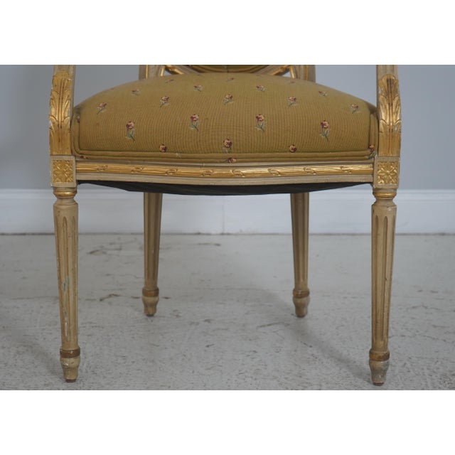 Gold Pair of Louis XVI Painted Fauteuil Armchairs For Sale - Image 8 of 18