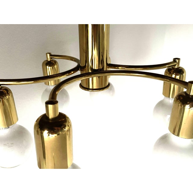 Gold Hollywood Regency Space Age Brass Ceiling Light For Sale - Image 8 of 11