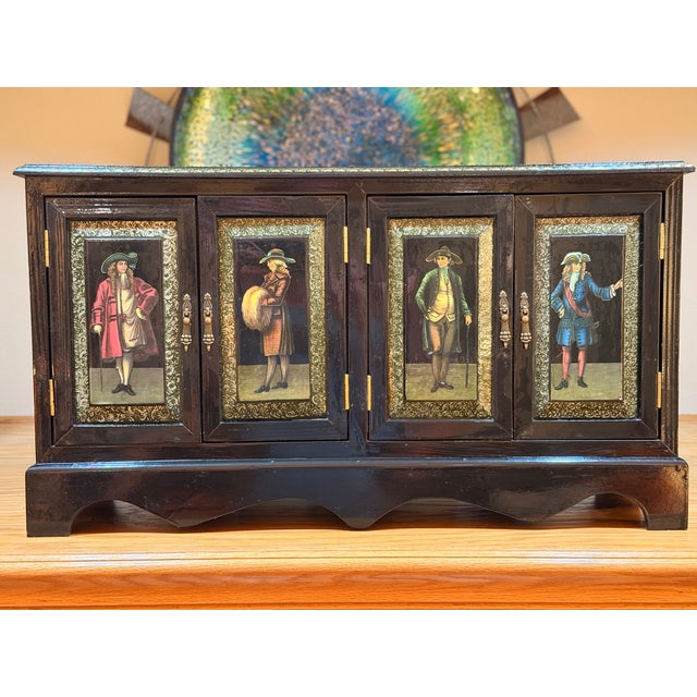 1950s Vintage Black Lacquer Dry Bar For Sale - Image 5 of 5