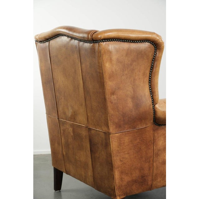 Wing Chair in Light Cowhide Leather For Sale - Image 12 of 14