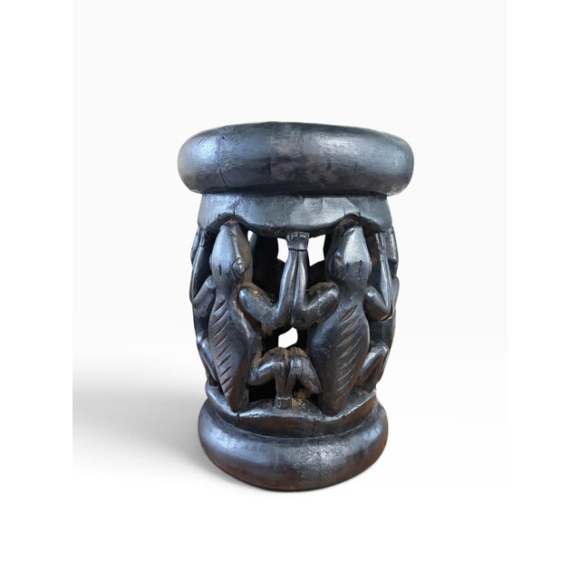 Unique Bamileke Royalty Stool/Table from Cameroon—an unusual find carved from a single piece of indigenous wood....