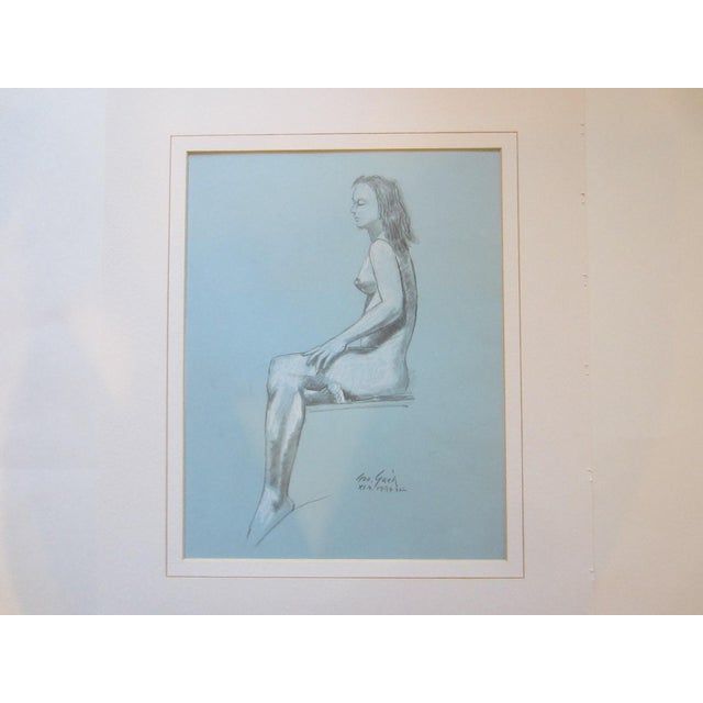 Contemporary 1950s George Gach Impressionist Signed Drawing Portrait on Paper Gouache For Sale - Image 3 of 10