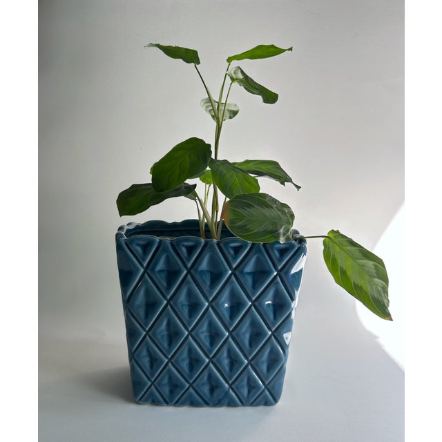 Mid Century Modern Cornflower Blue Ceramic Planter For Sale - Image 17 of 17