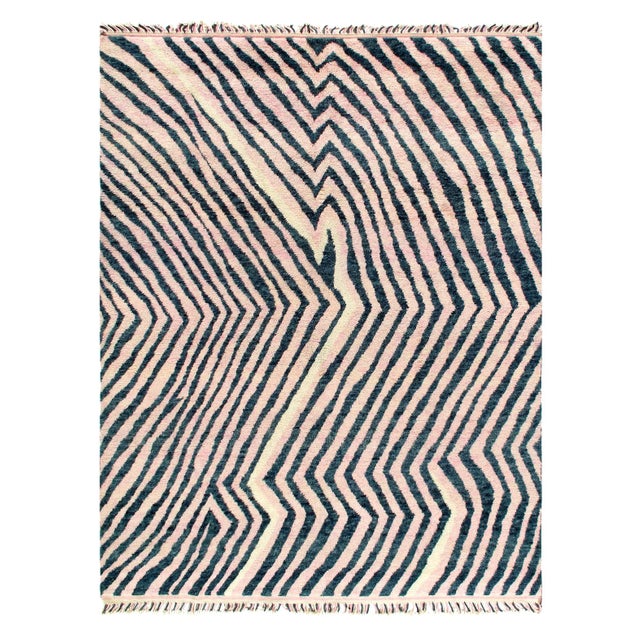 Pasargad Blue Hand Knotted Moroccan Rug 8' X 10' For Sale - Image 4 of 10