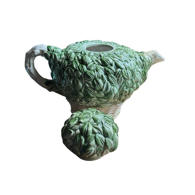 Vintage Ethan Allen Ceramic Green Boxwood Topiary Tea Pot, Made in Italy For Sale In Phoenix - Image 6 of 6