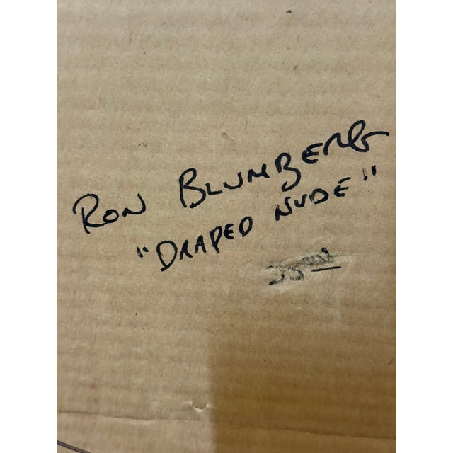 "Draped Nude" Women With Basket Expressionist Watercolor by Ron Blumberg For Sale In Los Angeles - Image 6 of 6