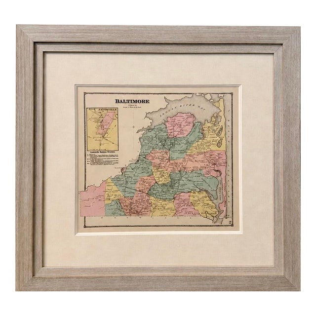 Baltimore Hundred Sussex County Delaware Original Map | Bethany & Rehoboth Beach | Beers & Pomeroy, 1868 | Custom Framed For Sale