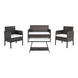 Aboka 4 Piece Living Set - Gray Brown/White