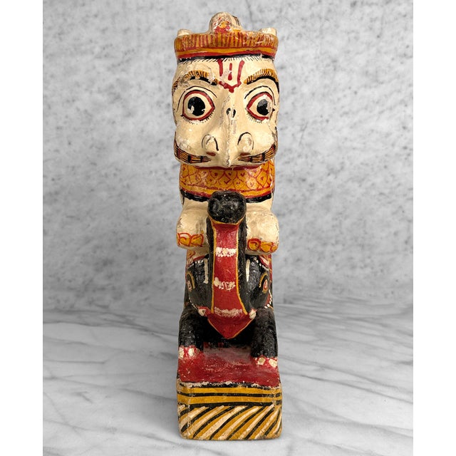 Vintage Hindu Gajasimha Foodog Lion W/ Elephant Painted Sculpture - 12" For Sale - Image 4 of 14