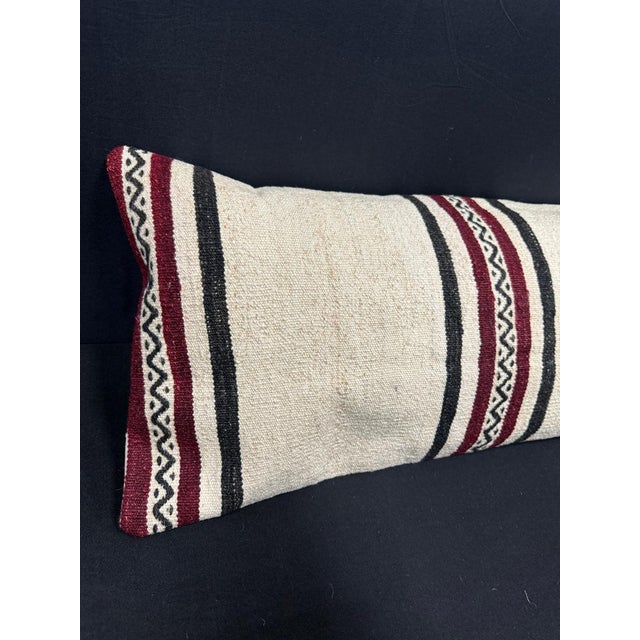 Turkish Hemp Pillow Cushion Natural Beige Black Cushion Cover 14x45 #18014 Enhance your home decor with our Kilim Pillow...