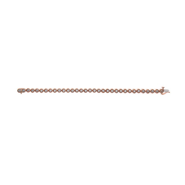 Contemporary 14K Rose Gold Over .925 Sterling Silver 1/4 Cttw Diamond 7" Open Circle Wheel Link Tennis Bracelet (I-J Color, I2-I3 Clarity) For Sale - Image 3 of 6