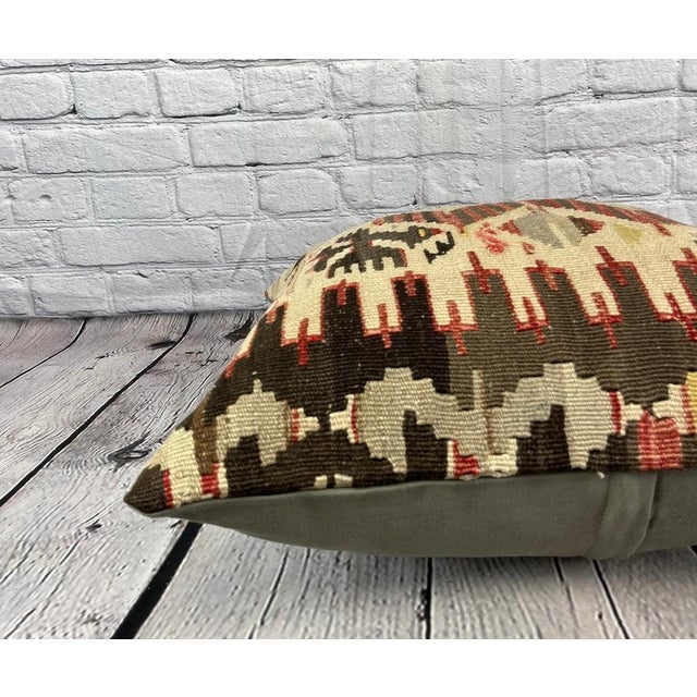 20 x 20 Kilim Pillow Turkish Cushion Natural Brown Pillow Cushion Cover For Sale - Image 4 of 4