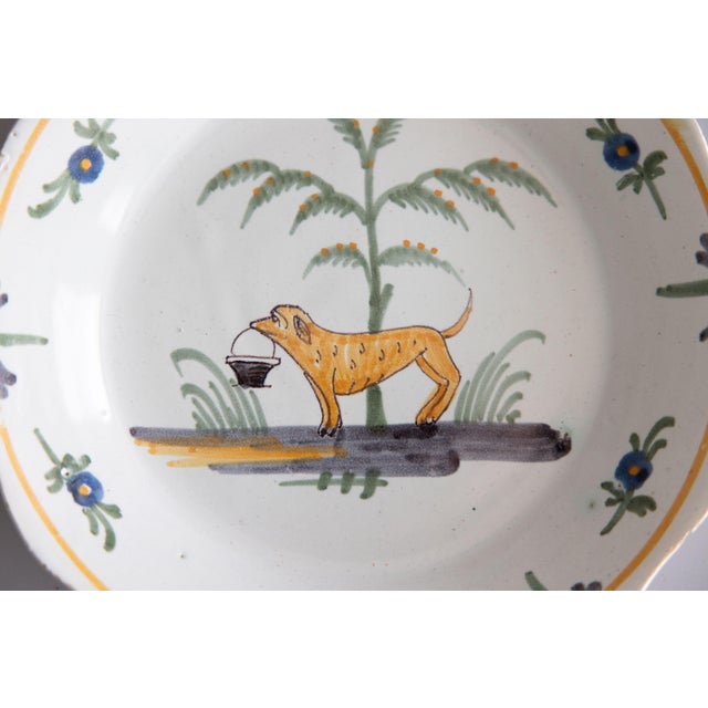 Late 18th Century 18th Century French Faience Nevers Dog Plate For Sale - Image 5 of 8