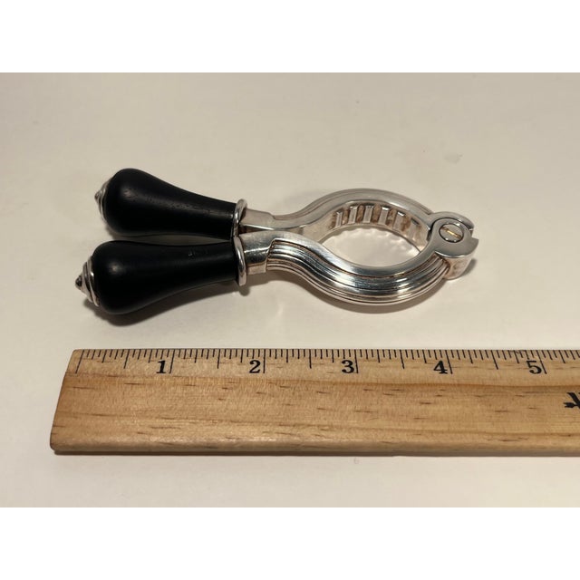 Wood 1990s French Christofle Silver Plate & Ebony Gourmet Champagne & Wine Bottle Opener For Sale - Image 7 of 7