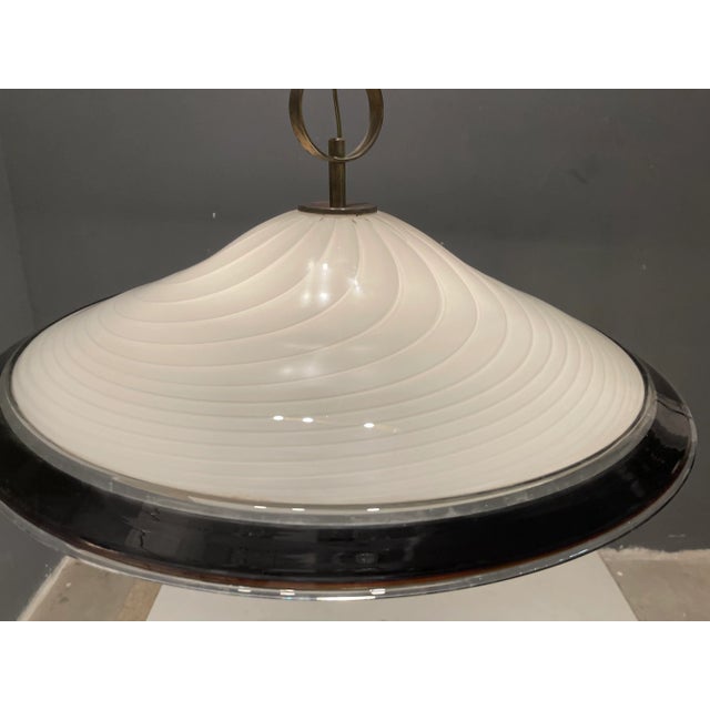 Large black and white murano glass light pendant beautifully crafted murano swirl glass typically attributed to paolo...