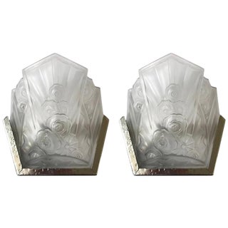 French Art Deco Sconces Signed by J Robert - a Pair For Sale