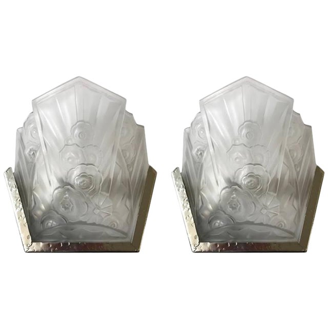 French Art Deco Sconces Signed by J Robert - a Pair For Sale