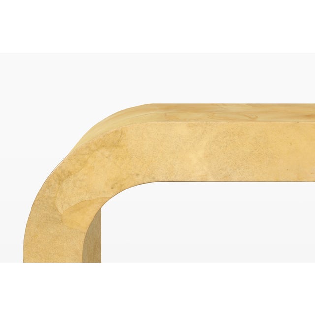 Aldo Tura Italian Goatskin Parchment “Waterfall” Console Table Attributed to Aldo Tura For Sale - Image 4 of 13