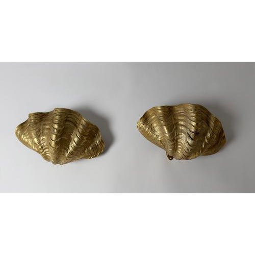 Hollywood Regency French Gilt Metal Clam Shell Wall Sconces, 1970, Set of 2 For Sale - Image 14 of 18
