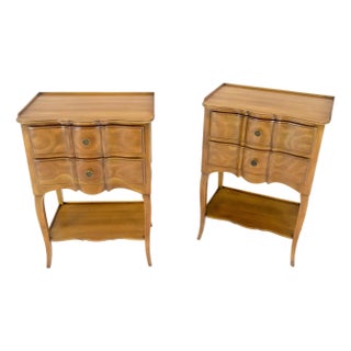 Pair of John Widdicomb Cherry Two Drawers Night Stands End Side Bed Tables For Sale