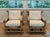 Mid-Century Modern 1970s Pair of large bamboo armchairs with Pierre Frey cushions For Sale - Image 3 of 12