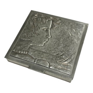 Art Deco Pewter Cigarette Box by Oscar Antonsson for Athena Tenn, 1930s For Sale
