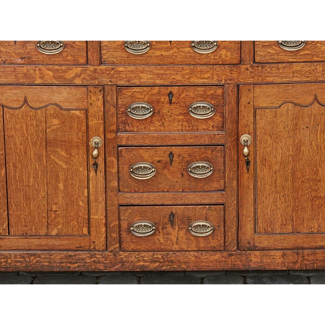 19th Century English Oak Buffet with Six Drawers, Two Doors and Brass Hardware For Sale - Image 11 of 12