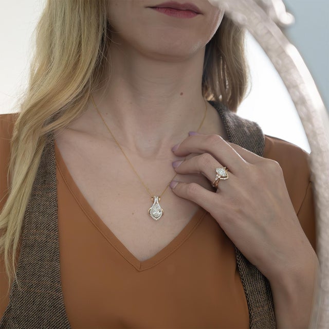 Elegant IGI Certified 3.3Ct Lab Diamond Pendant Necklace featuring a brilliant 13x8mm lab grown diamond, designed to...
