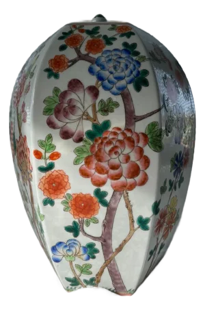 Vintage 14 Chinese Famille Rose Hexagonal Ginger Jar Peony Millefleurs