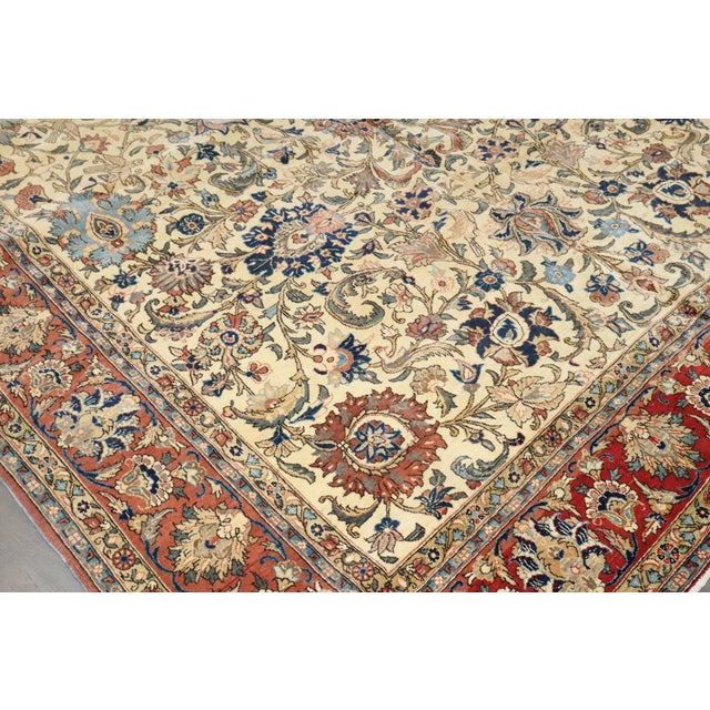 Persian Antique Zabihi Collection Persian Qum Room Size Rug For Sale - Image 3 of 11