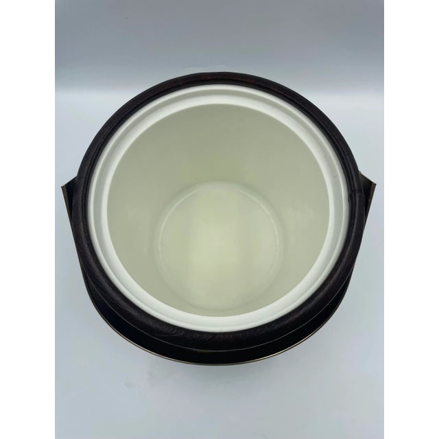 Coffee Vintage Georges Briard Coffee-Colored Faux Leather & Golden Accented Ice Bucket For Sale - Image 8 of 12