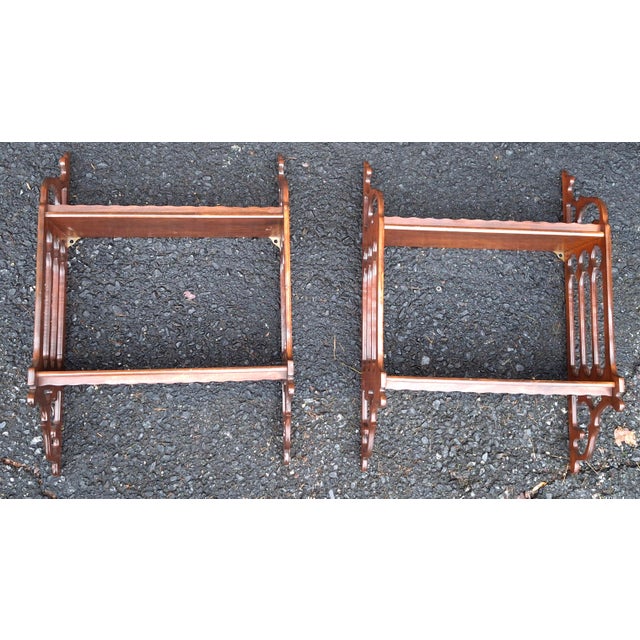 Pair of Mid 20th Century Chinese Chippendale Style Mahogany Wall Shelves For Sale - Image 10 of 12