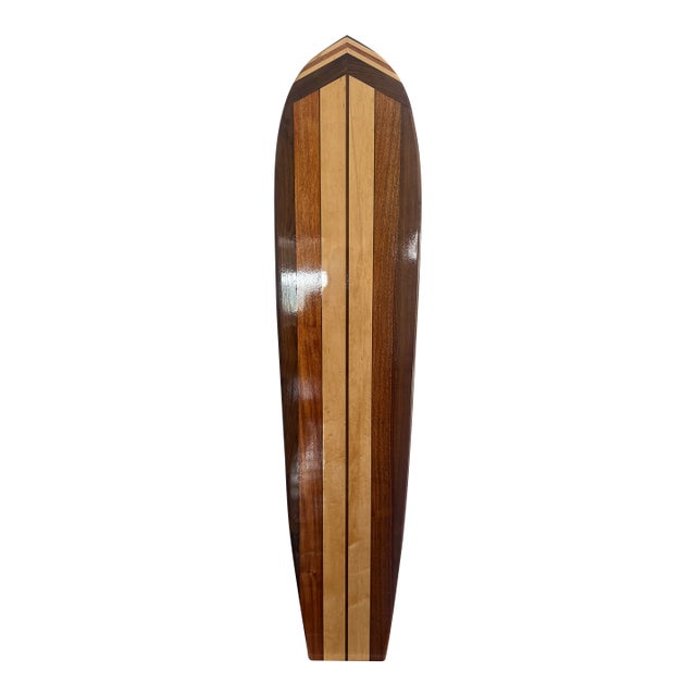 Sculptural Wooden Surfboard – Handcrafted Walnut, Maple & Mahogany, California For Sale