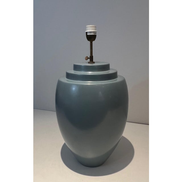 1970s 1970s Mid Century Modern Kosta Blue Ceramic Table Lamp For Sale - Image 5 of 12