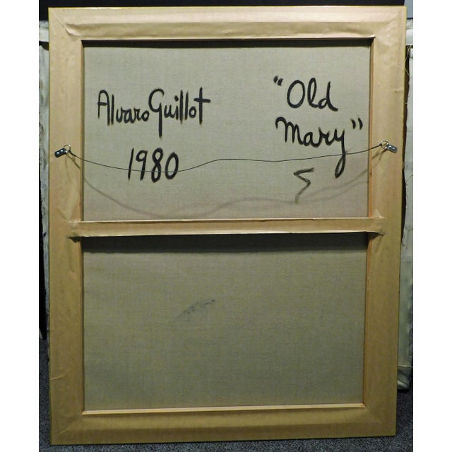 1980s Alvaro Guillot "Old Mary" Original Oil Painting on Canvas Hand Signed Stretched For Sale - Image 5 of 6