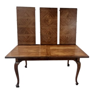 1990s Vintage Drexel Bishop's Gate Dr Table With 3 Leaves and Pads For Sale
