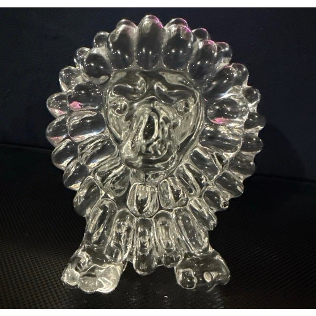 Vintage Fm Konstglas Ronneby Sweden Lead Crystal Lion Figurine 5.5” Art Glass Paperweight For Sale - Image 4 of 10