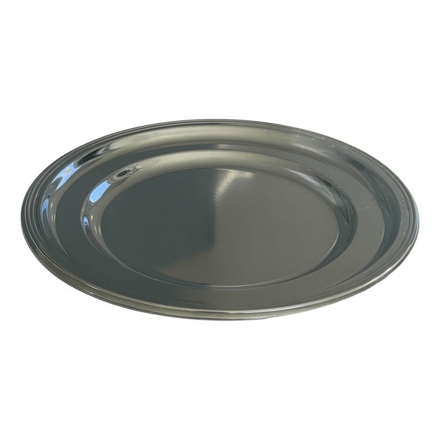 Round Stainless Steel Serving Tray by Guy Degrenne, 1980s For Sale
