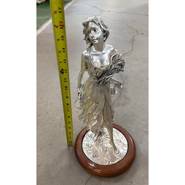 1960s Marcello Giorgio Silver Laminate Maiden Figurine With Kindling For Sale - Image 4 of 8