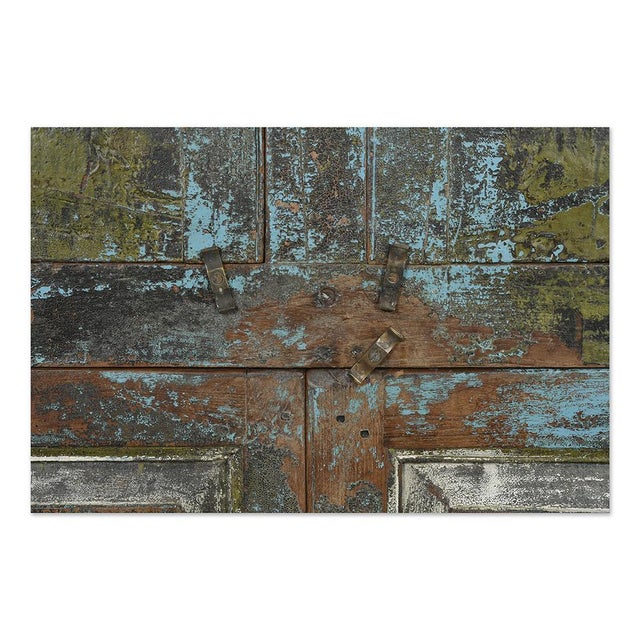 Wooden Cabinet with Green and Blue Patina For Sale - Image 6 of 8