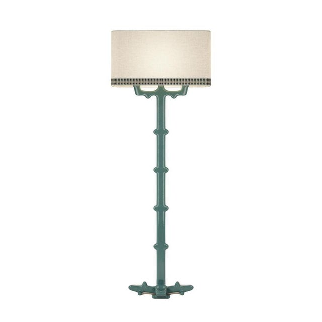 Alba floor lamp in ceramic & linen with samuel & sons trimming by popus editions. Dimensions: w 48 x d 28 x h 102 cm....