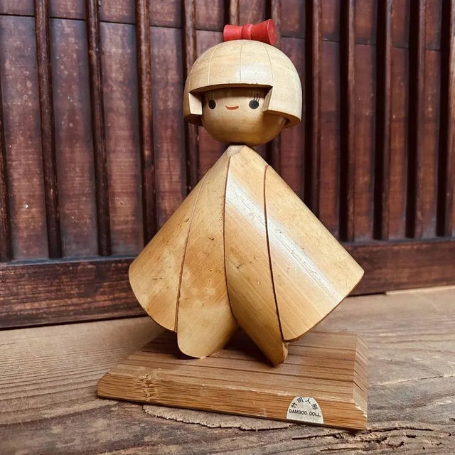 Mid-Century Modern Vintage Bamboo Kokeshi Doll, Japan, 1960s For Sale - Image 3 of 12