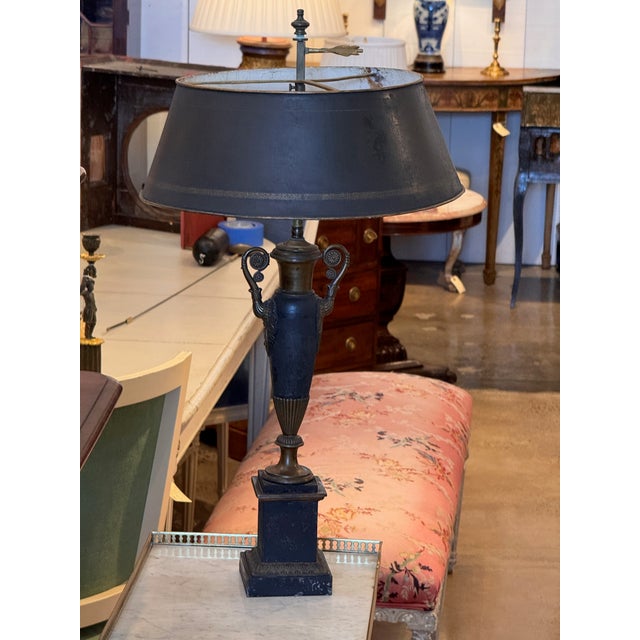 1900s Neoclassical Bouillotte Lamp With Tole Shade For Sale - Image 6 of 14